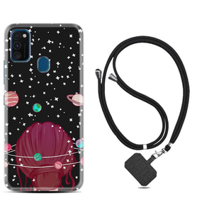 Samsung M21 M22 M23 M30 M31S M32 Kılıf Boyun Askılı Silikon Space Woman 1311