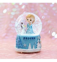 Frozen Temalı Orta Boy Işıklı Müzikli Kar Küresi (Mavi)