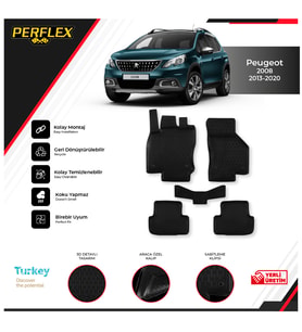 PEUGEOT 2008 2013-2020 3D HAVUZLU PASPAS   (Siyah - Beyaz)