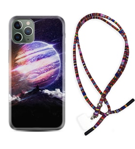 Apple iPhone 11 12 13 14 Pro Max Kılıf Boyun Asklı Rasta Silikon Super Planet 1797