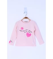 Toontoy Kız Çocuk Pul İşlemeli Sweatshirt  (Pudra)