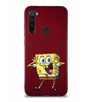 Xiaomi Redmi Note 8 Soft Premier Kapak Sünger Bob Tasarımlı Silikon Kılıf - Mürdüm (Şeffaf)