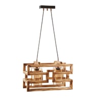 RİOLİGHT RETRO AHŞAP İKİLİ AVİZE UZUNLUK: 40CM (Siyah)
