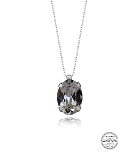 Swarovski Crystal Kadın Oval Zirconia Tırnaklı Gümüş Kolye