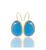 Kadir Jewellery 22 Ayar Altın Kaplama Fosil Taşlı Küpe -El İşçiliği Ve Hipoalerjenik Küpe