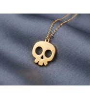 Kişiye Özel 925 Ayar Gümüş Minimal İskelet Kafası Kolye (Gold)