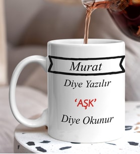 Kişiye Özel İsim Ve Aşk Tasarımlı Tasarımlı Beyaz Kupa Bardak Sevgili Hediyesi
