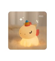 Unicorn Şekilli Silikon Dokunmatik Şarjlı LED Gece Lambası Çocuk Odası Uyku Lambası