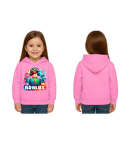 Unisex roblox Baskılı Çocuk Swaetshirt  Baskılı Kapüşonlu 3 İplik Şardonlu (Pembe)