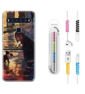 TCL 10L 10 Plus 10SE 20E 20SE 30SE L7 Kılıf Kablo Koruma Spiral Silikon Kız ve Kedi 1762