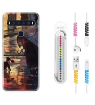 TCL 10L 10 Plus 10SE 20E 20SE 30SE L7 Kılıf Kablo Koruma Spiral Silikon Kız ve Kedi 1762
