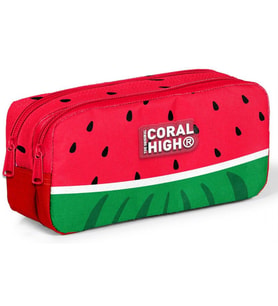 Coral High Kız ve Erkek Çocuk Kırmızı Yeşil Karpuz Desenli İlkokul Okul Kalem Çantası
