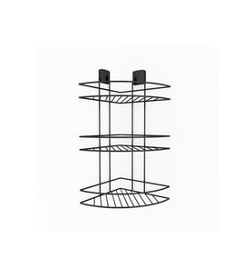 Decorev DC-5022 Dekoratif Yapışkanlı Metal Üç Katlı Şampuanlık Köşe Askı Siyah