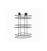 Decorev DC-5022 Dekoratif Yapışkanlı Metal Üç Katlı Şampuanlık Köşe Askı Siyah