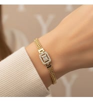 STİL İNCİSİ/XUPING JEWELRY ORTASI BAGET ZİRKON TAŞLI BİLEKLİK (Altın)