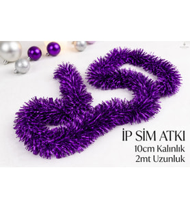 İp Sim Atkı 10 cm Kalın Dilim - Mor (Mocha)