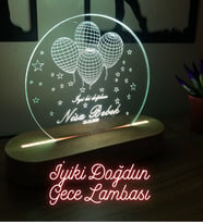 İyi ki Doğdun Hediyesi- Ahşap ve Cam Gece Lambası (KİŞİSELLEŞTİRİLEBİLİR)