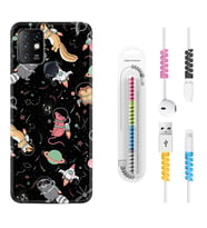 INFINIX Hot 8 9 10 11S Hot 10 Play 10T Kılıf Kablo Koruma Spiral Silikon Planet Animals 1771
