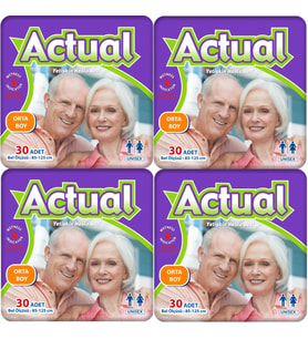 Actual Yetişkin Bezi Bel Bantlı M - Medium - Orta 120 Adet (4PK*30)