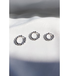 Toptop Zirkon Taşlı 3lü Küpe Seti - Silver Renk