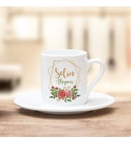 Anneye Hediye Çiçek Motifli Kahve Fincanı
