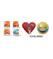 GÜLEN EMOJİ KIRMIZI GEYİK CEP SOBASI,EL ISITICI,2 ADET SICAK SU TORBASI PVC  9cm