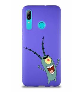 Huawei P Smart 2019 Soft Premier Kapak Plankton Tasarımlı Silikon Kılıf - Mor (Şeffaf)