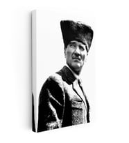 Kanvas Tablo Atatürk Kalpaklı Karizmatik Yüz Atatürk Tablosu Ev Ofis Duvar Dekoru