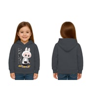 Unisex Baskılı Çocuk Swaetshirt Labubu Baskılı Kapüşonlu 3 İplik Şardonlu (Füme)