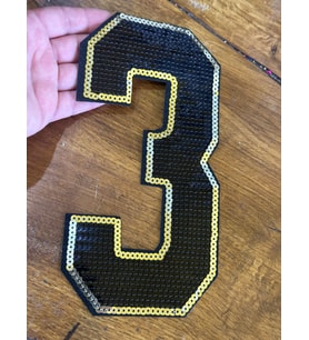 22X11 CM ÜTÜ İLE YAPIŞAN PUL PAYETLİ 3 RAKAMI ARMA DİKİŞ APLİKE