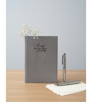 Lizy Süet Dokulu Çizgili Defter – Günlük ve Not Defteri / 14x20 cm/ 168 Yaprak (Gri)