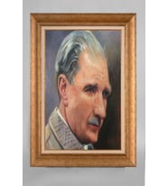 EV İŞYERİ OFİS İÇİN ALTIN ÇERÇEVELİ PASPARTULU ATATÜRK TABLO S143