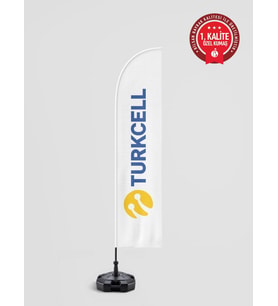 Turkcell Logolu Yelken Bayrak Set - Raşel Kumaş 1. Kalite
