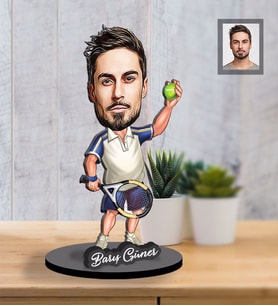 Kişiye Özel Sporcu Karikatürlü İki Katmanlı Ahşap Biblo Bay-1