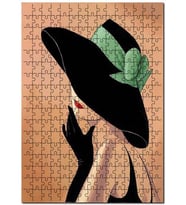 Cakapuzzle Yeşil Kurdeleli Şapkalı Kadın Görseli Puzzle Yapboz MDF (Ahşap) (120 Parça)