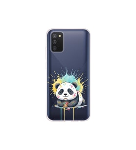 Samsung Galaxy A02s ile Uyumlu Splash Panda Tasarımlı Şeffaf Silikon Kılıf
