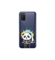 Samsung Galaxy A02s ile Uyumlu Splash Panda Tasarımlı Şeffaf Silikon Kılıf