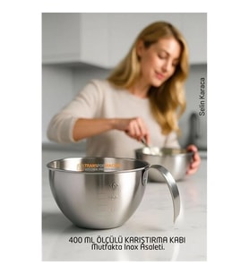 Inox Çelik Profesyonel Ölçülü Karıştırma Kabı - 400 Ml Sos & Hazırlık Şefi Serisi