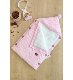 Kız Bebek Düğmeli Pembe Anakucağı Kundak STL6382