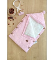 Kız Bebek Düğmeli Pembe Anakucağı Kundak STL6382