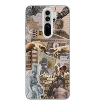 Redmi Note 8 Pro Uyumlu Aesthetic Sanatsal Kolaj Tasarımlı Şeffaf Telefon Kılıfı