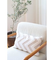 Bohem Özel Tasarım Punch Panç Desen Dekoratif Dikdörtgen Kırlent Kılıfı 28x50 cm Line Bej