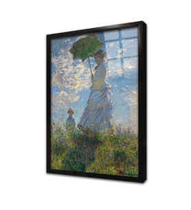 Çayırda Yürüyüş Monet Çerçeveli Cam Tablo