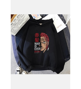 One Piece Shanks Kapşonlu Sweatshirt (Siyah)