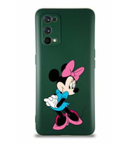 Realme 7 Pro Soft Premier Kapak Minnie Mouse-F Tasarımlı Silikon Kılıf - Yeşil (Şeffaf)
