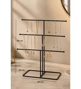 Siyah 6 Kollu Metal Takı Standı, Düzenleyici ve Masaüstü Organizer