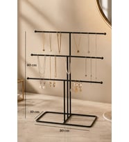 Siyah 6 Kollu Metal Takı Standı, Düzenleyici ve Masaüstü Organizer