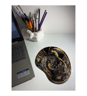 Altın Sarısı Mermer Desenli Bilek Destekli Mouse Pad