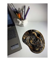 Altın Sarısı Mermer Desenli Bilek Destekli Mouse Pad
