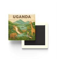 Uganda - Uganda - Paper Cut Art - Baskılı Buzdolap Magneti Kare - 9x9 cm